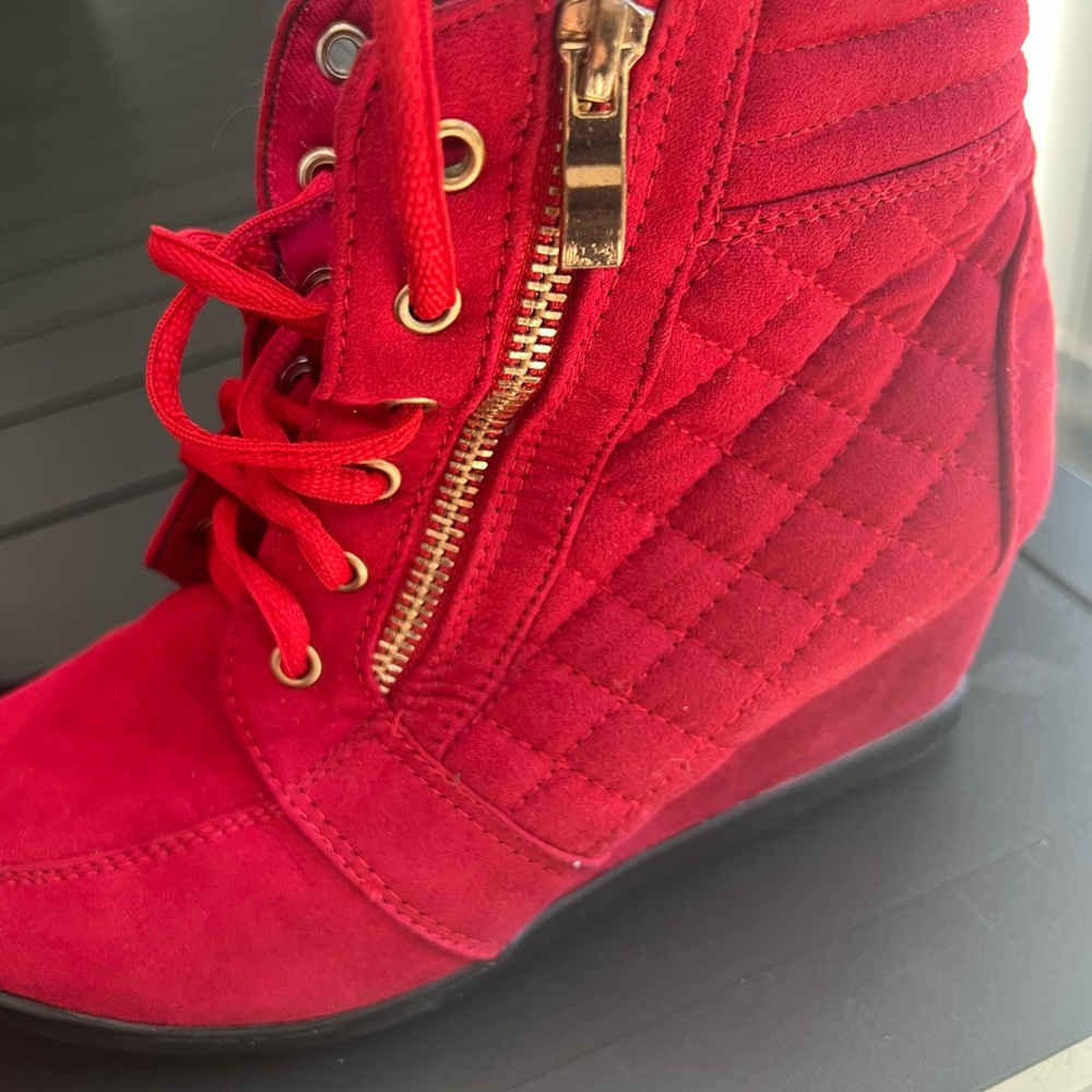 Forever 21 Red Quilted Sneakers - Picture 9 of 9